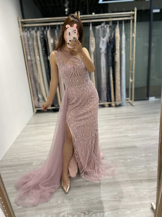 High Split Beading Pearl Dress DDS053
