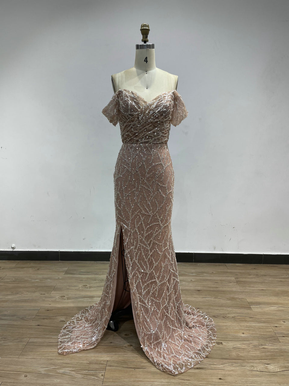 Off Shoulder Ruffle High Split Prom Dress DDS066