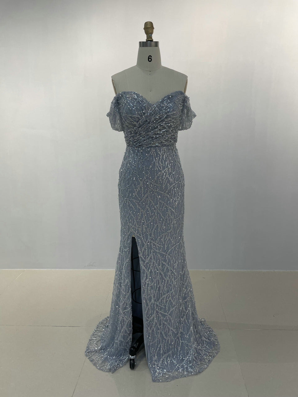 Off Shoulder Ruffle High Split Prom Dress DDS066
