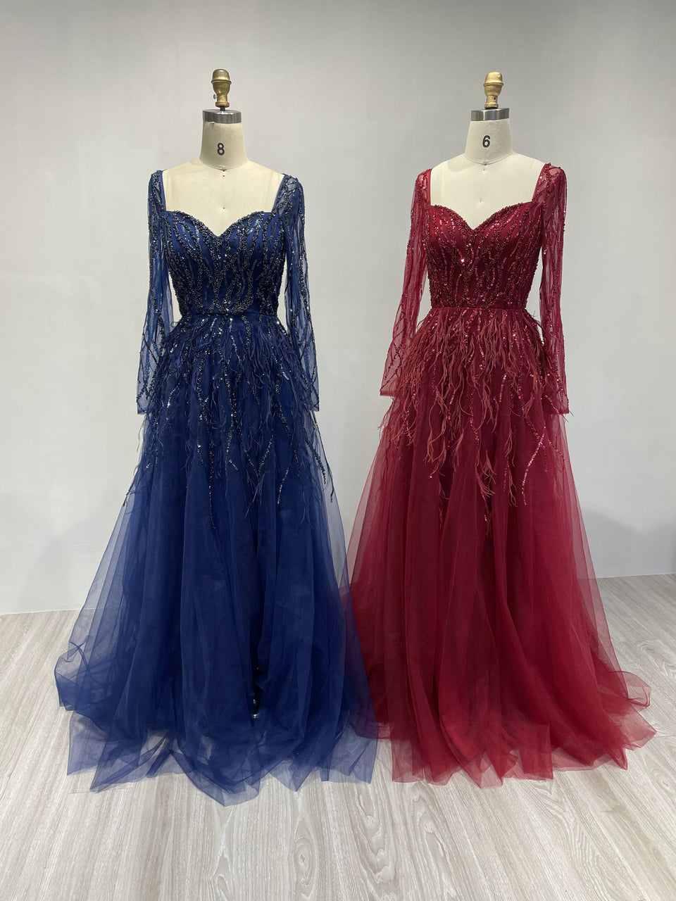 Exquisite Off Shoulder Beading Feather A Line Dress DXM015