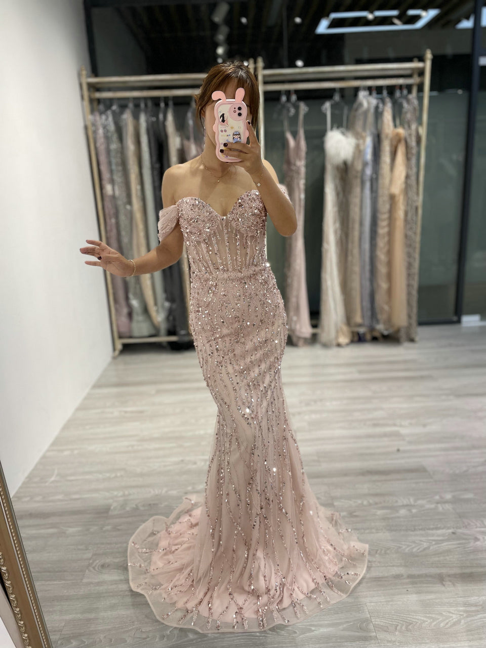 Sweetheart Off Shoulder Fitted Beading Dress GJE004-2