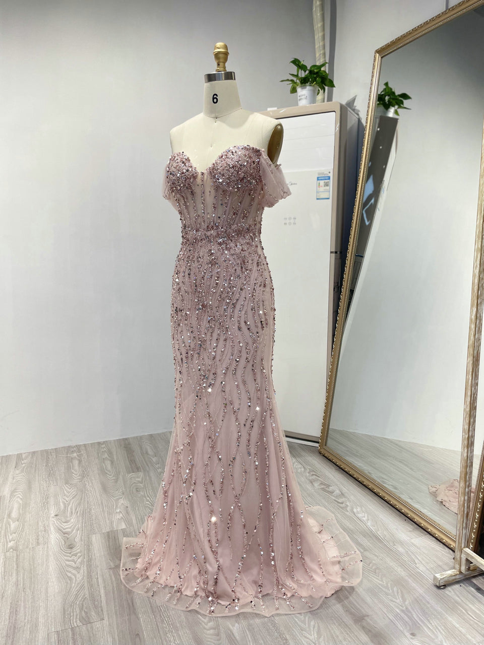 Sweetheart Off Shoulder Fitted Beading Dress GJE004-2