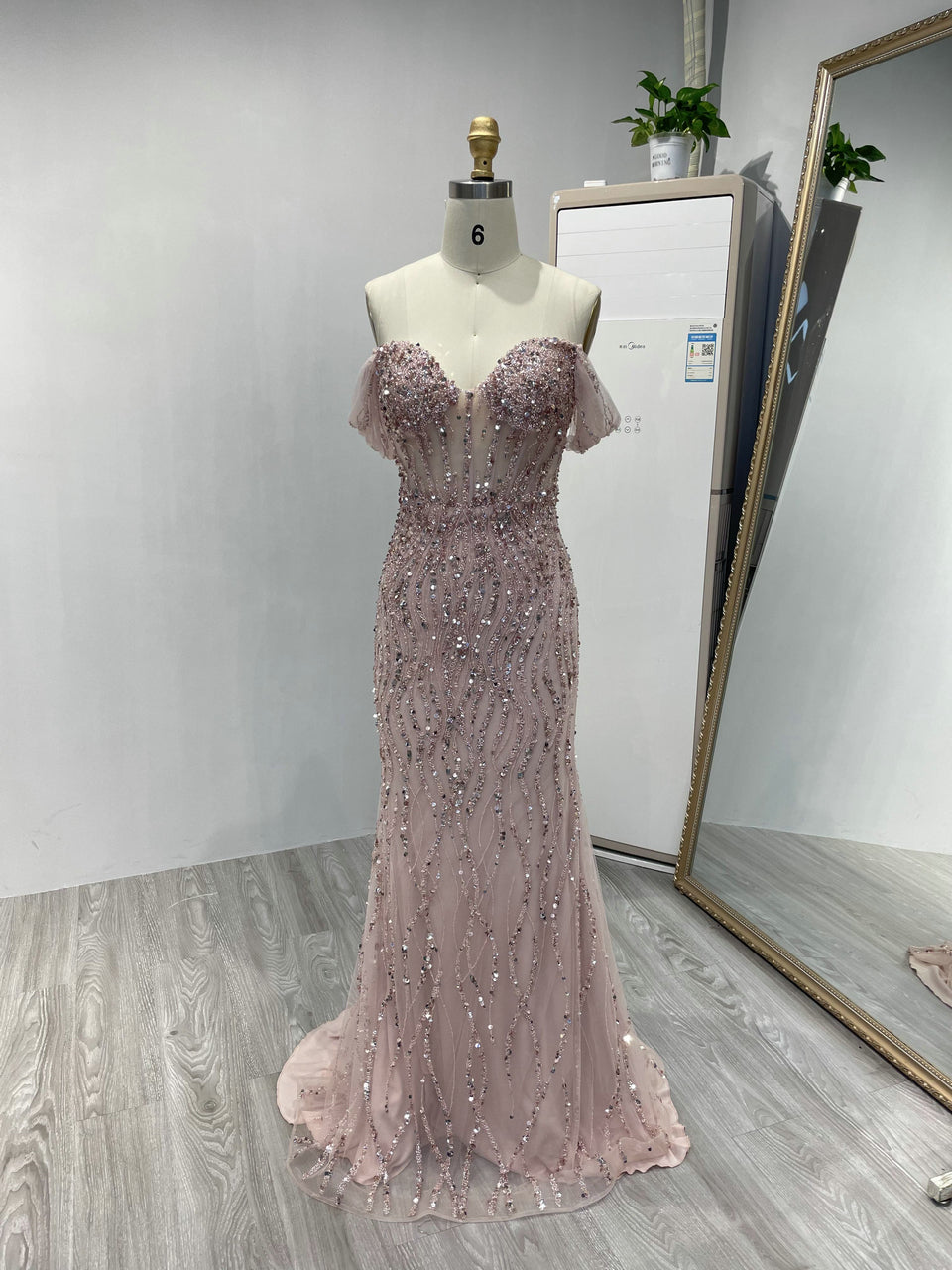 Sweetheart Off Shoulder Fitted Beading Dress GJE004-2