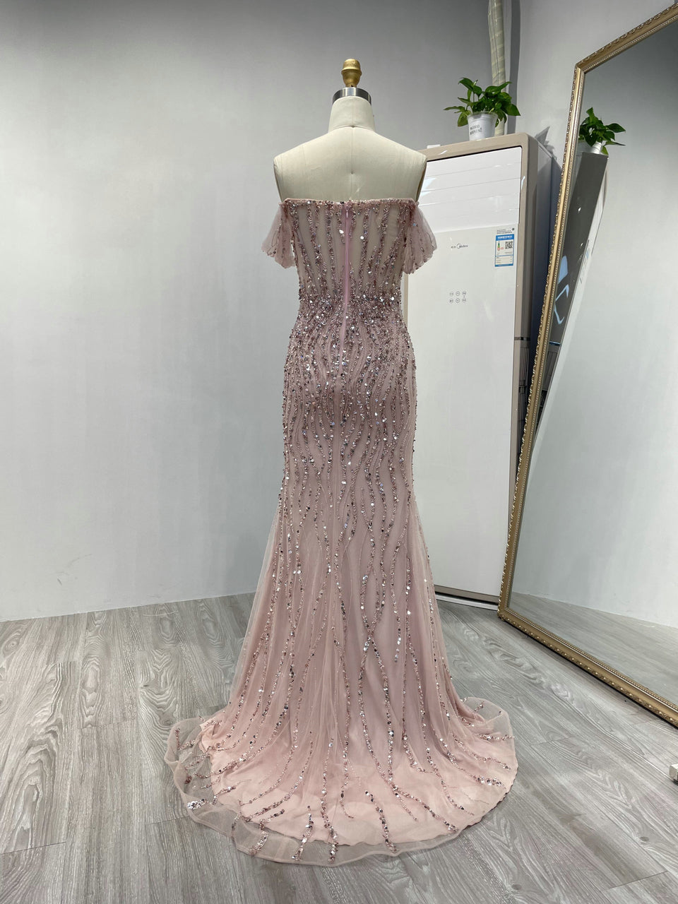 Sweetheart Off Shoulder Fitted Beading Dress GJE004-2