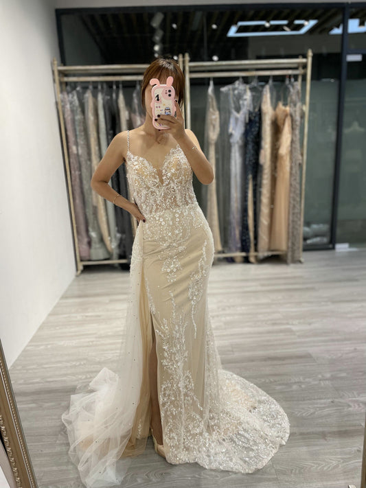 Strap Sweetheart Beading Lace Prom Dress GJE005