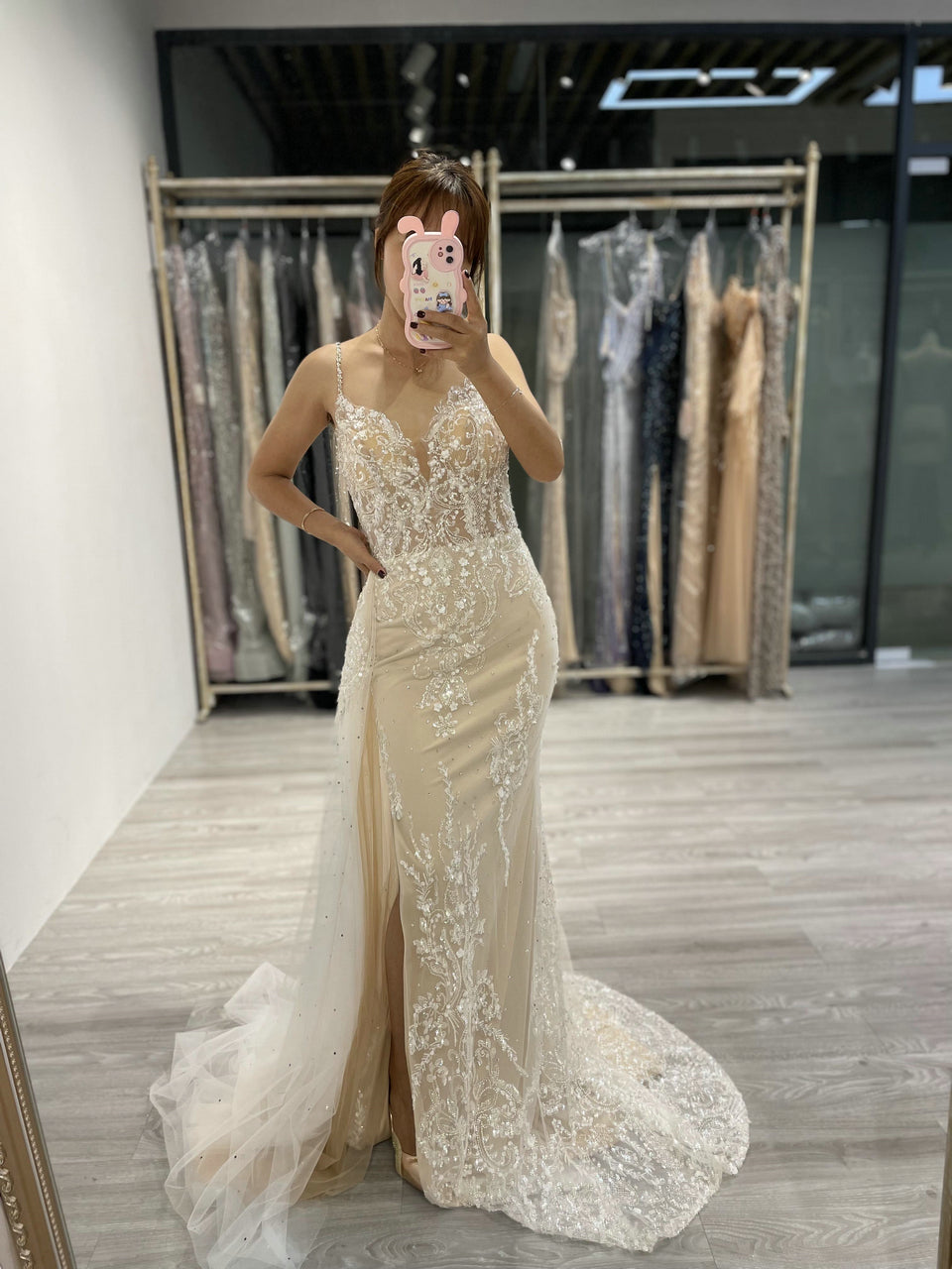 Strap Sweetheart Beading Lace Prom Dress GJE005