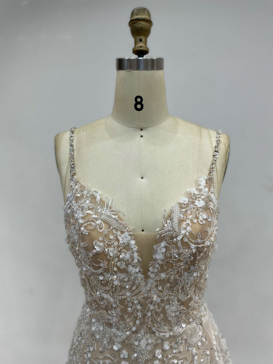 Strap Sweetheart Beading Lace Prom Dress GJE005