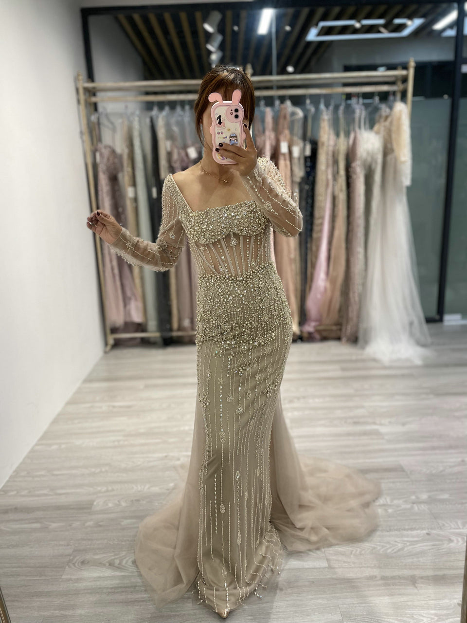 High End Custom Square Neck Couture Dress MB20017