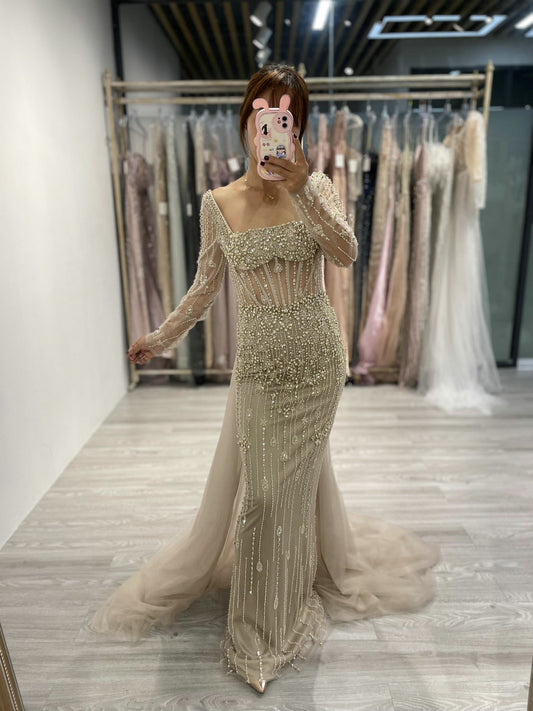 High End Custom Square Neck Couture Dress MB20017