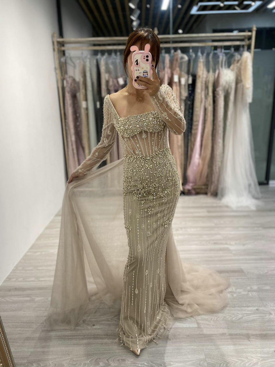 High End Custom Square Neck Couture Dress MB20017