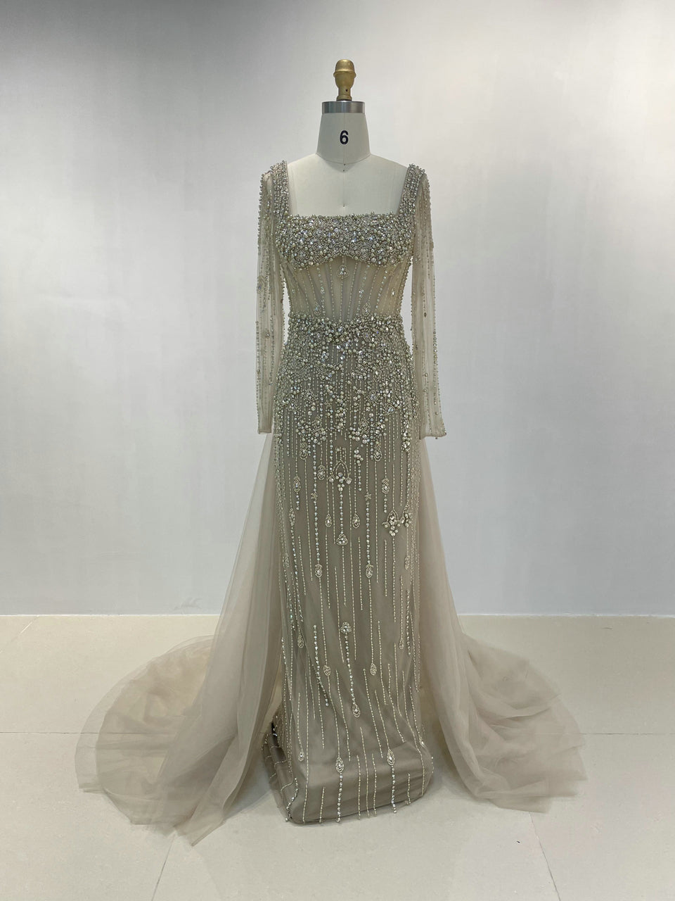 High End Custom Square Neck Couture Dress MB20017
