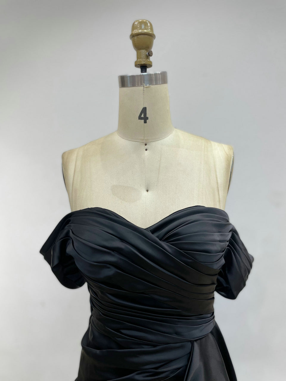 Beautiful Strapless Off Shoulder Ruffle Skirt Slit Black Evening Dress MC20005