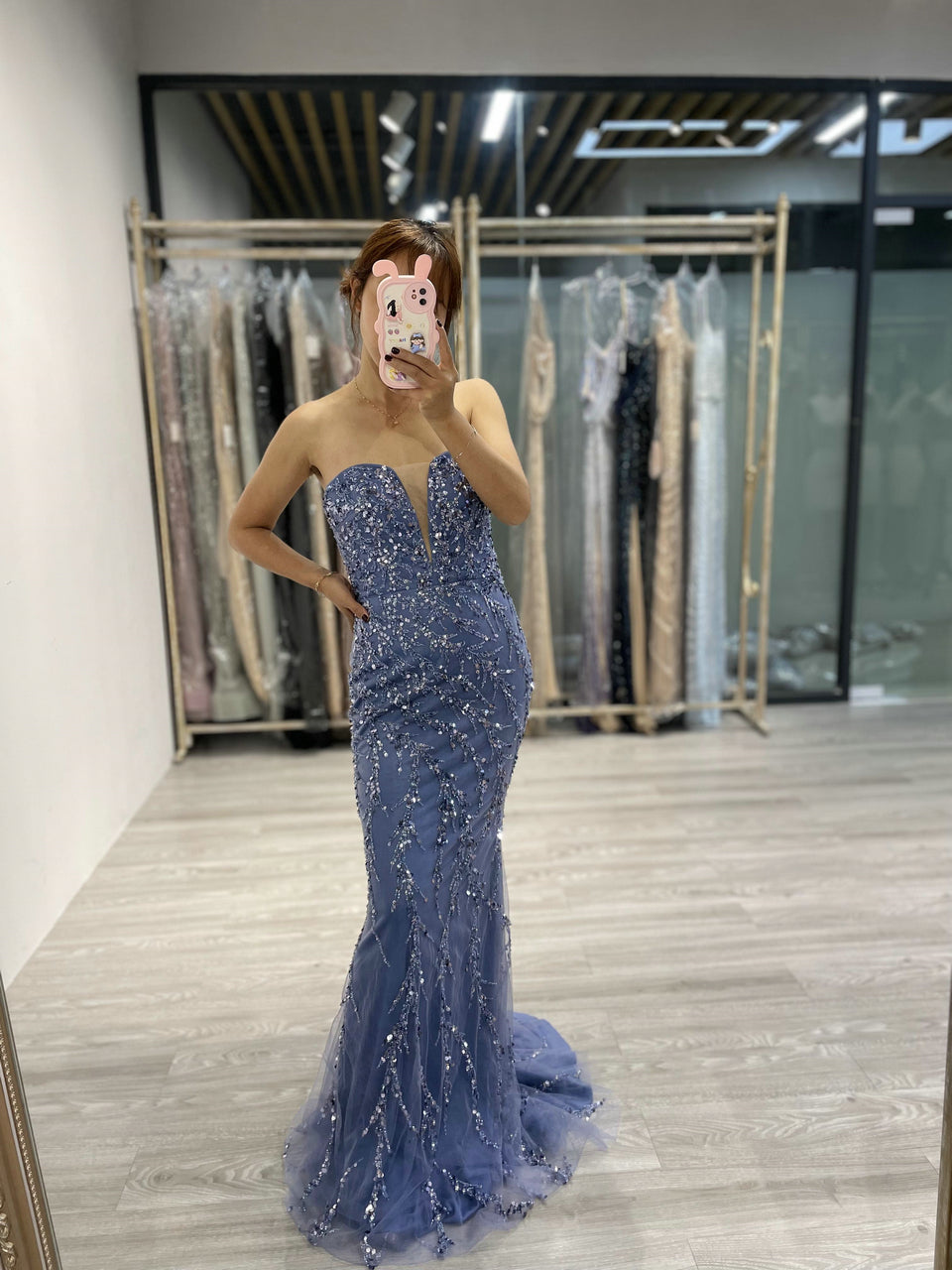 Strapless Puffy Sleeve Evening Dress MY20001