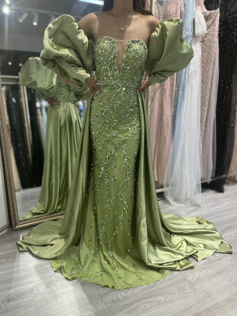 Strapless Puffy Sleeve Evening Dress MY20001