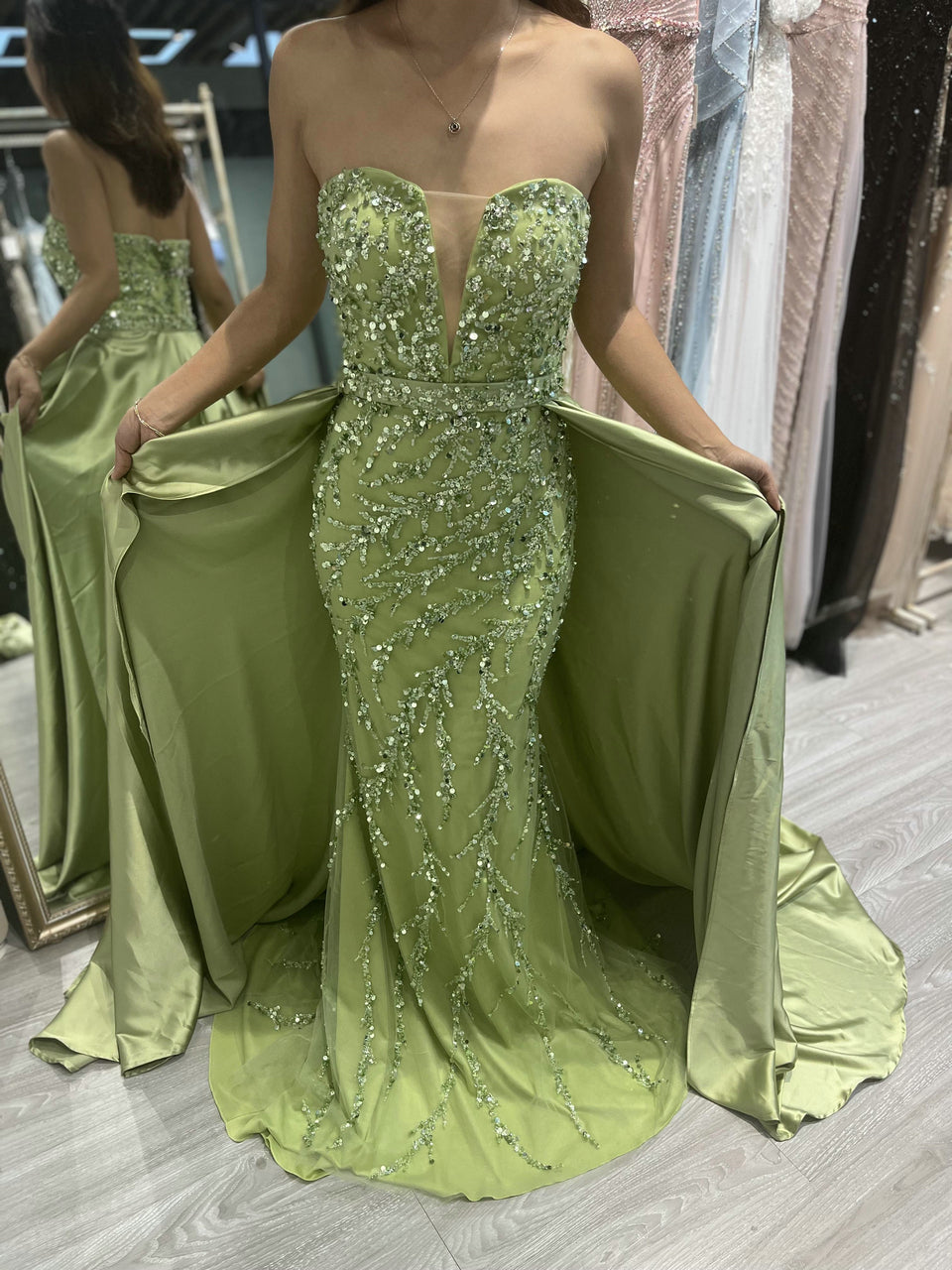 Strapless Puffy Sleeve Evening Dress MY20001