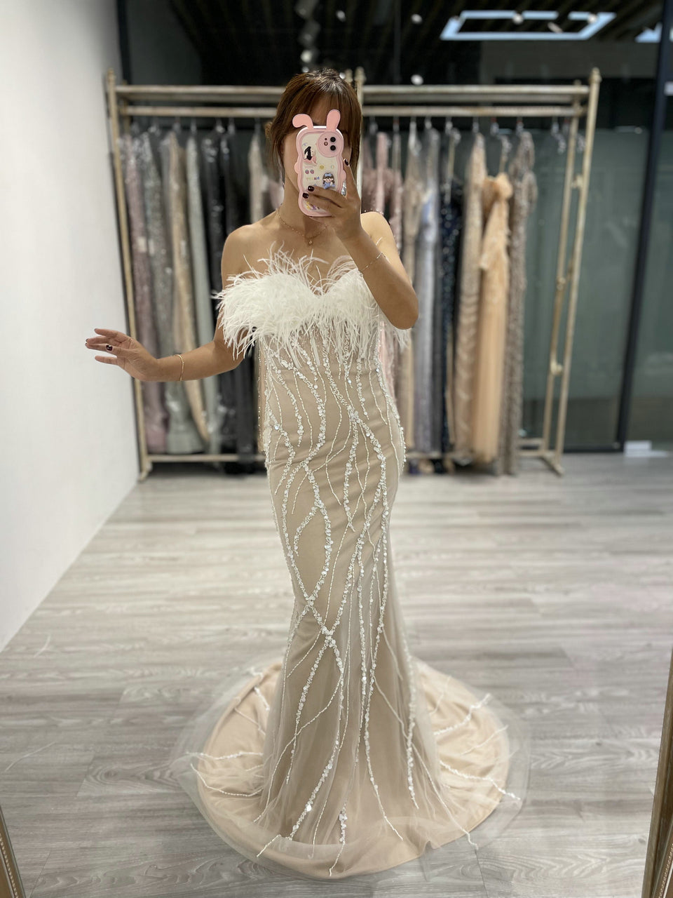Elegant Beading Couture Feather Prom Dress MY20007
