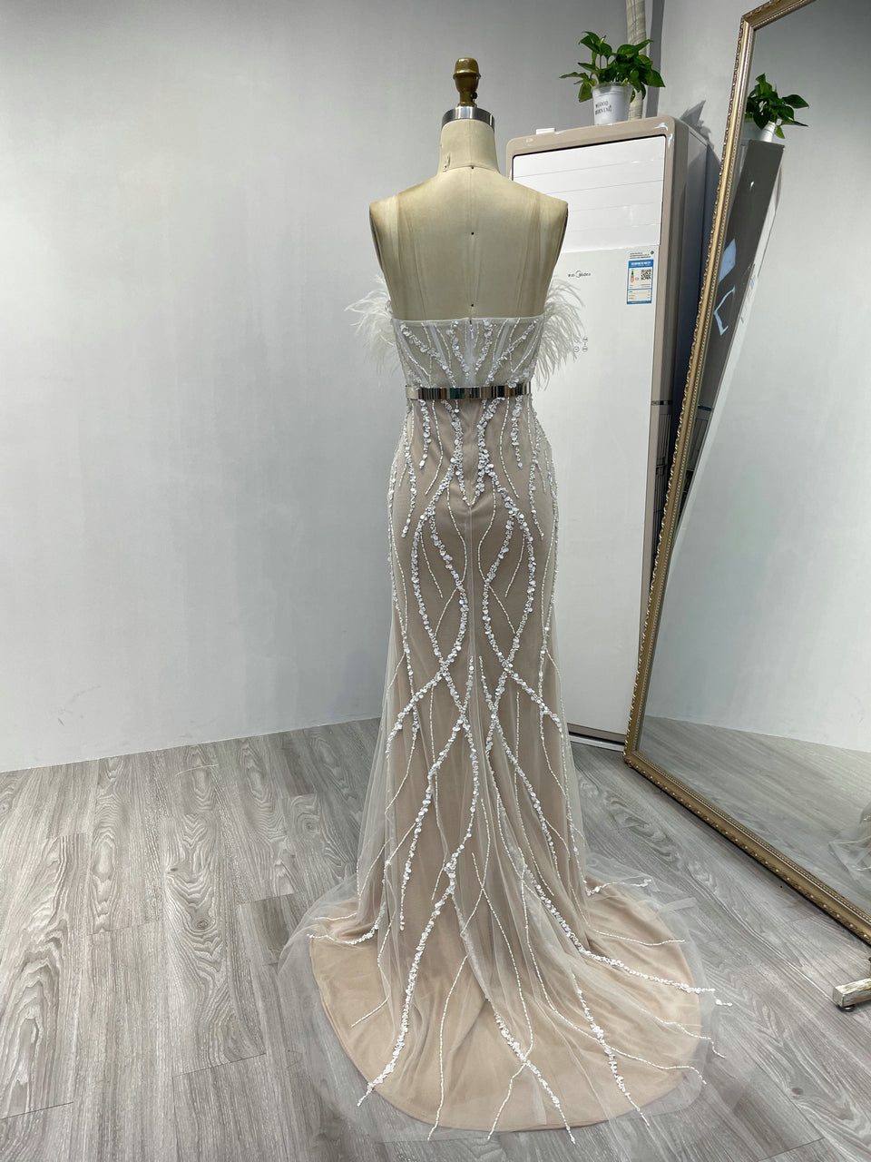 Elegant Beading Couture Feather Prom Dress MY20007
