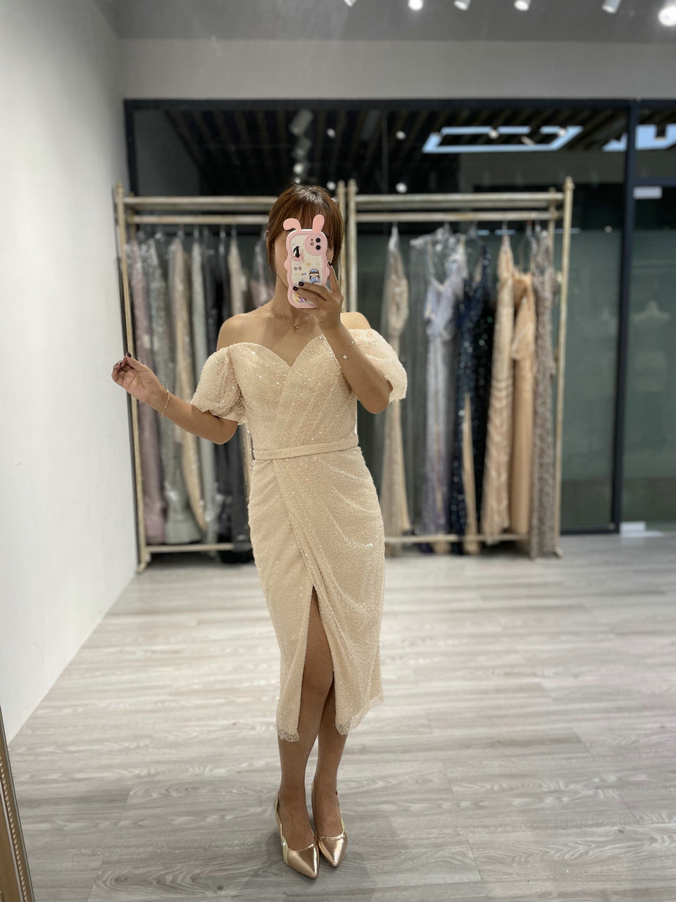 Off Shoulder Split Ruffle Short Party Dress SNA010S