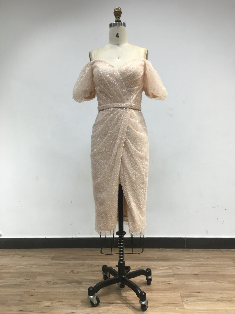 Off Shoulder Split Ruffle Short Party Dress SNA010S