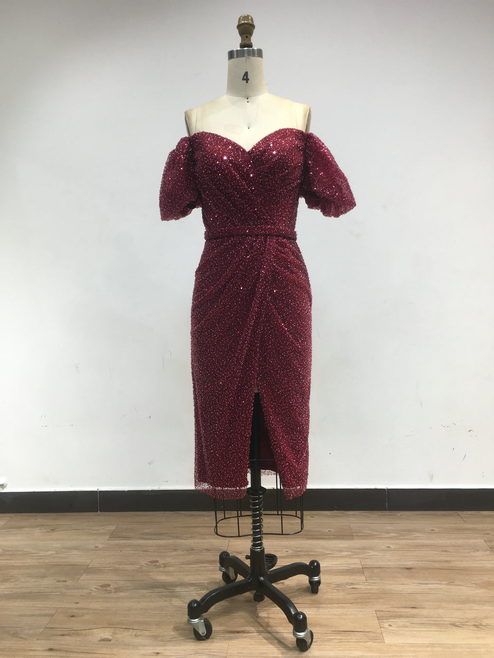 Off Shoulder Split Ruffle Short Party Dress SNA010S