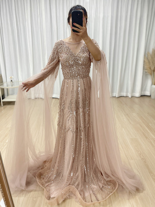 Dubai Handmade Beading A-Line Evening Dress for Party Gowns Dresses MB40377