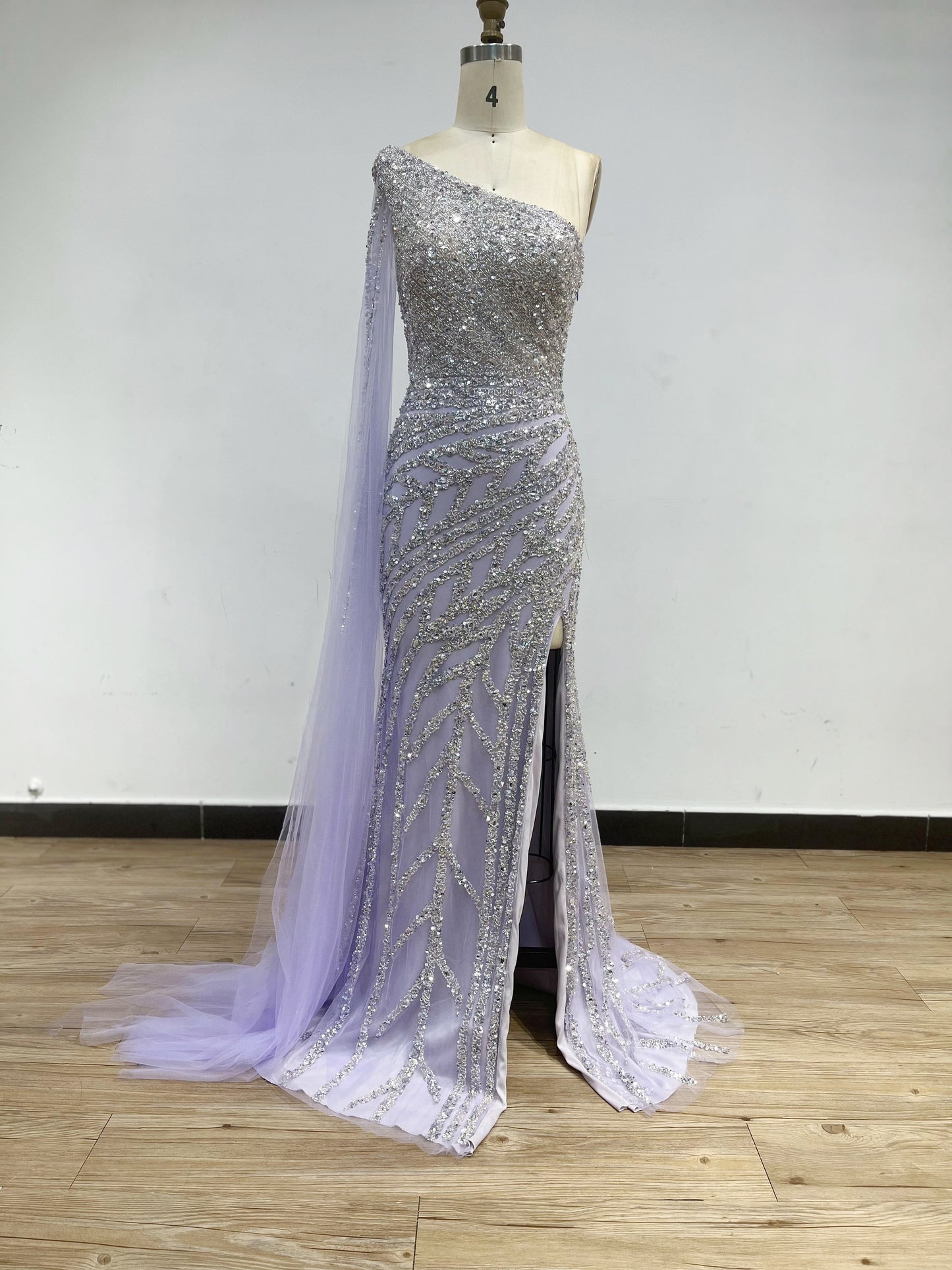 Luxury One Shoulder Couture Beading  High Split Shealth Evening Dress DDS036