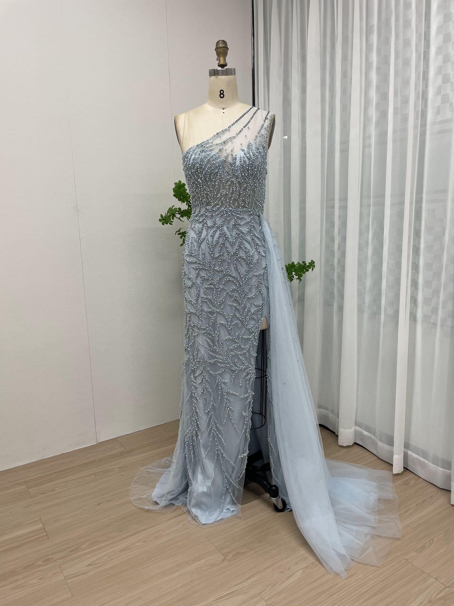 High Split Beading Pearl Dress DDS053