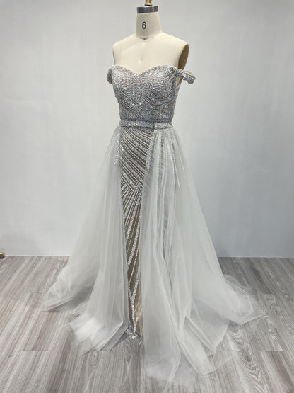 Off Shoulder Luxury Couture Beading Wedding Party Evening Dress DDS059