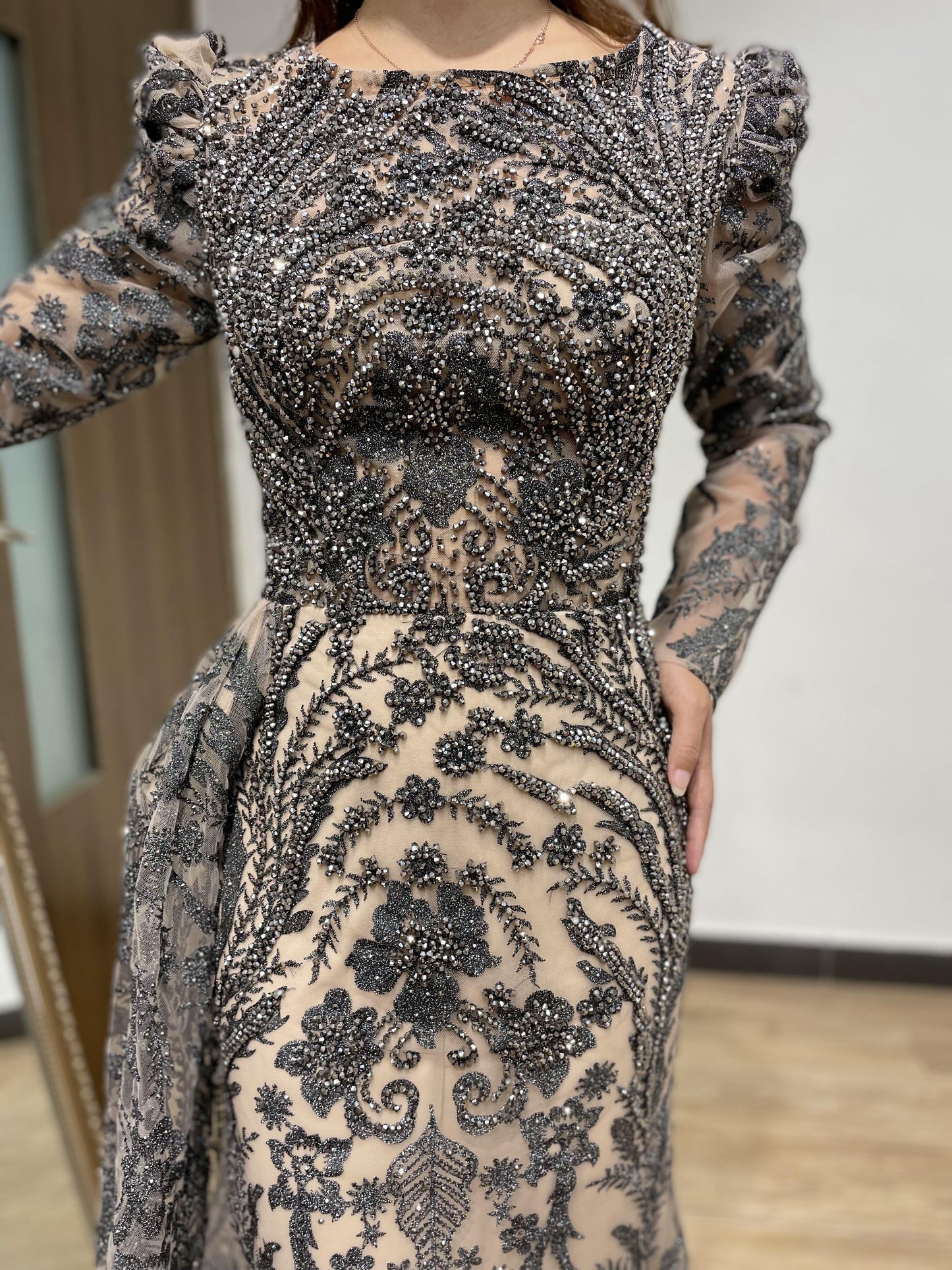 Stunning Long Sleeve Couture Lace Mother Dress DWS2414