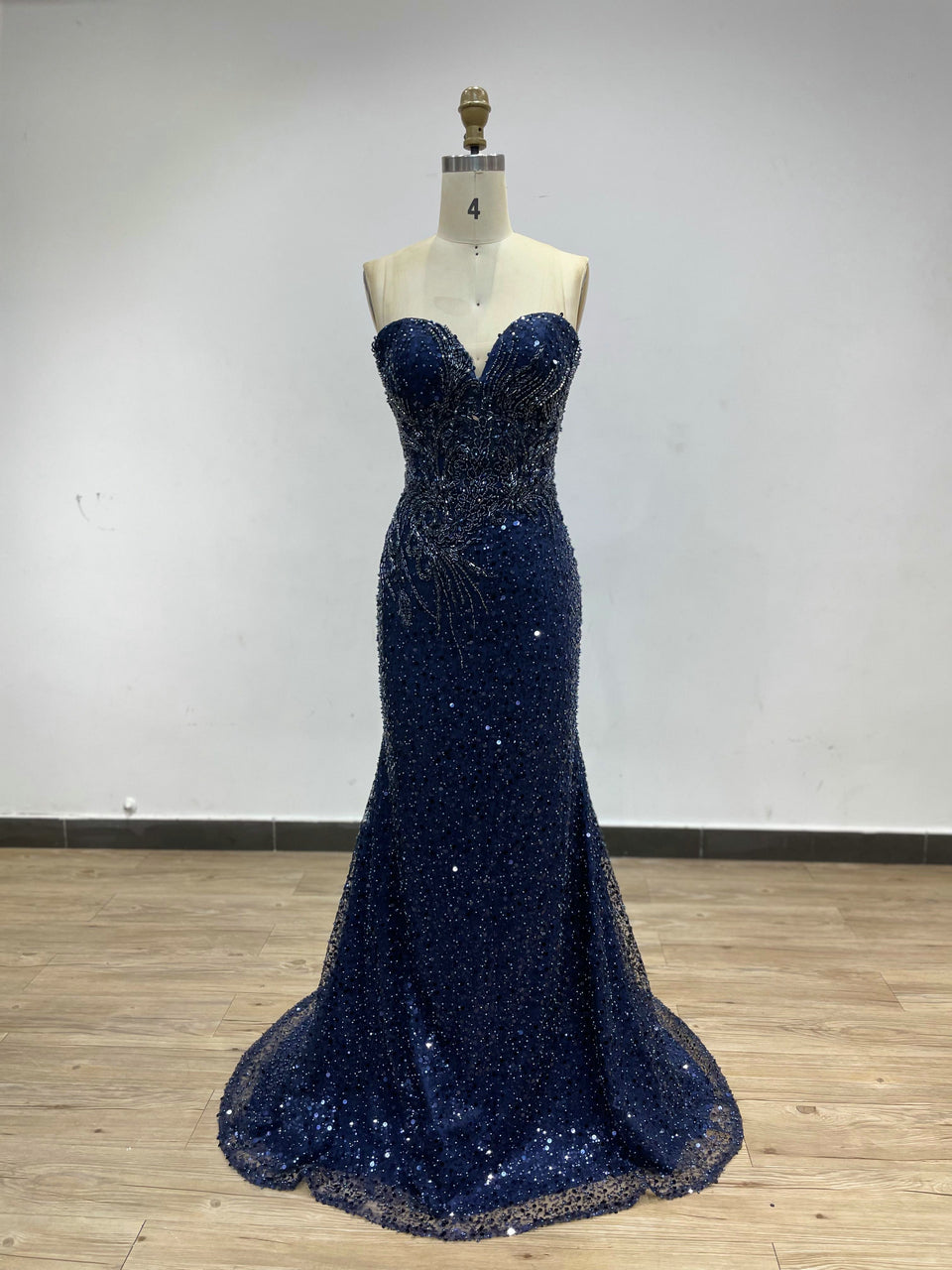 Strapless Beading Couture Puffy Sleeve Evening Dress GJE007