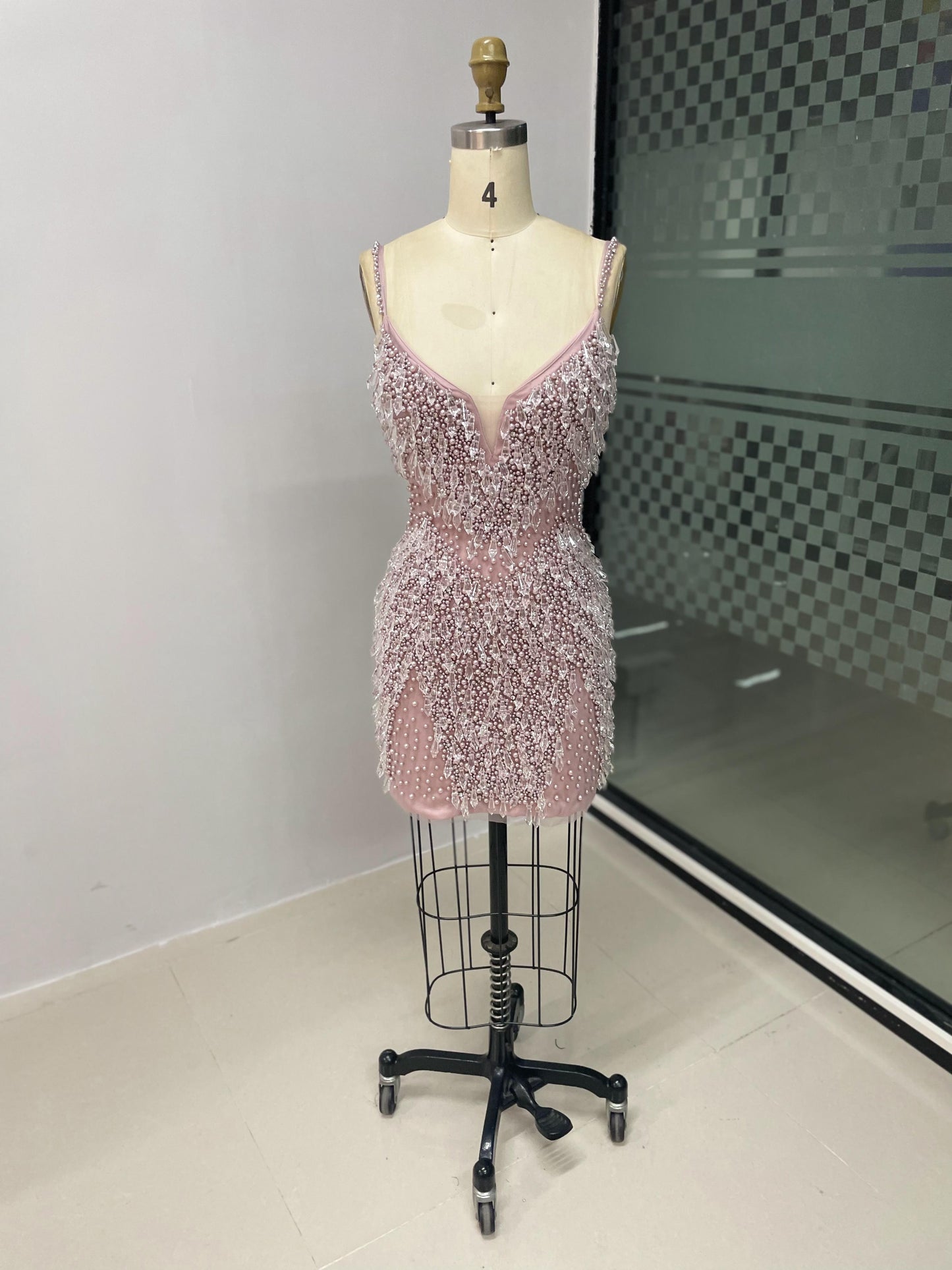 Luxury Strap Beading Crystal Short Party Dress MB40018