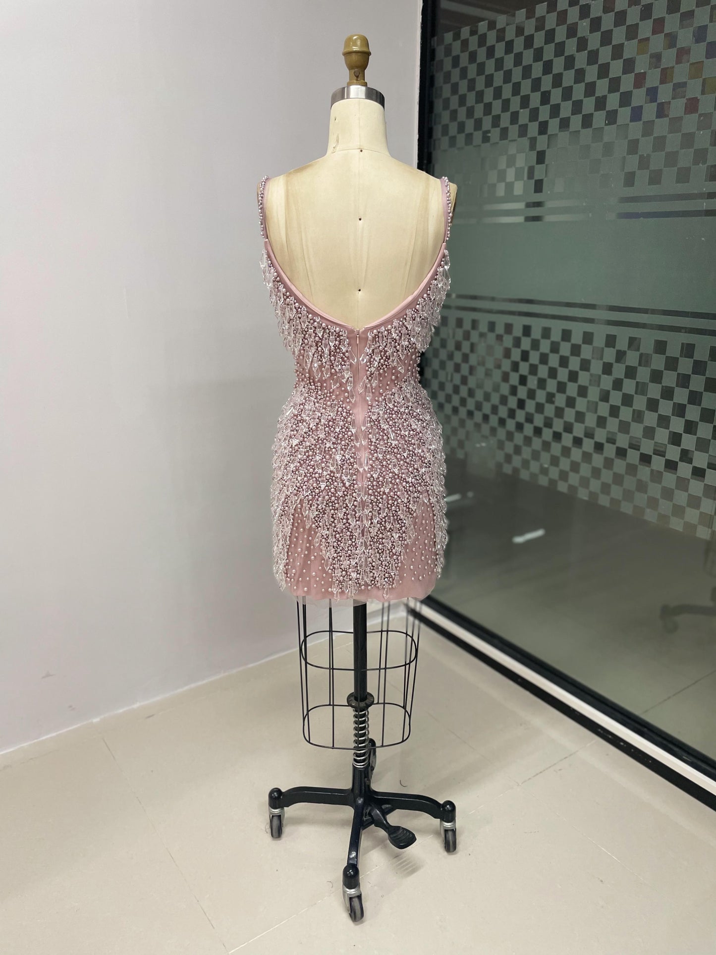 Luxury Strap Beading Crystal Short Party Dress MB40018