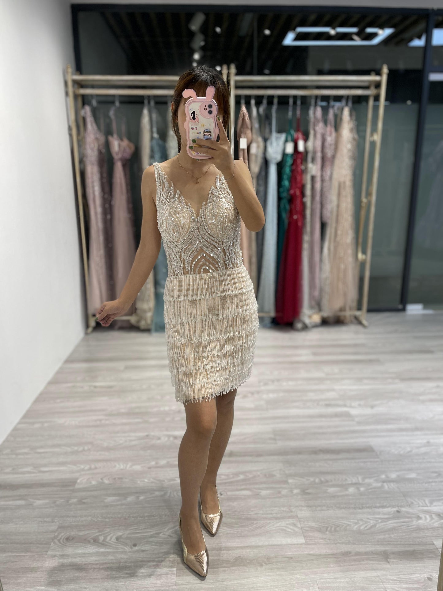 Luxury Couture Beading Fringes Short Party Dress MB40023