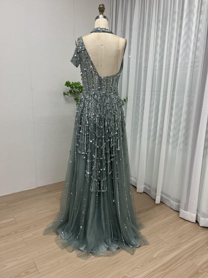 Luxury Halter Neck Couture Beading A Line Evening Dress MB40027