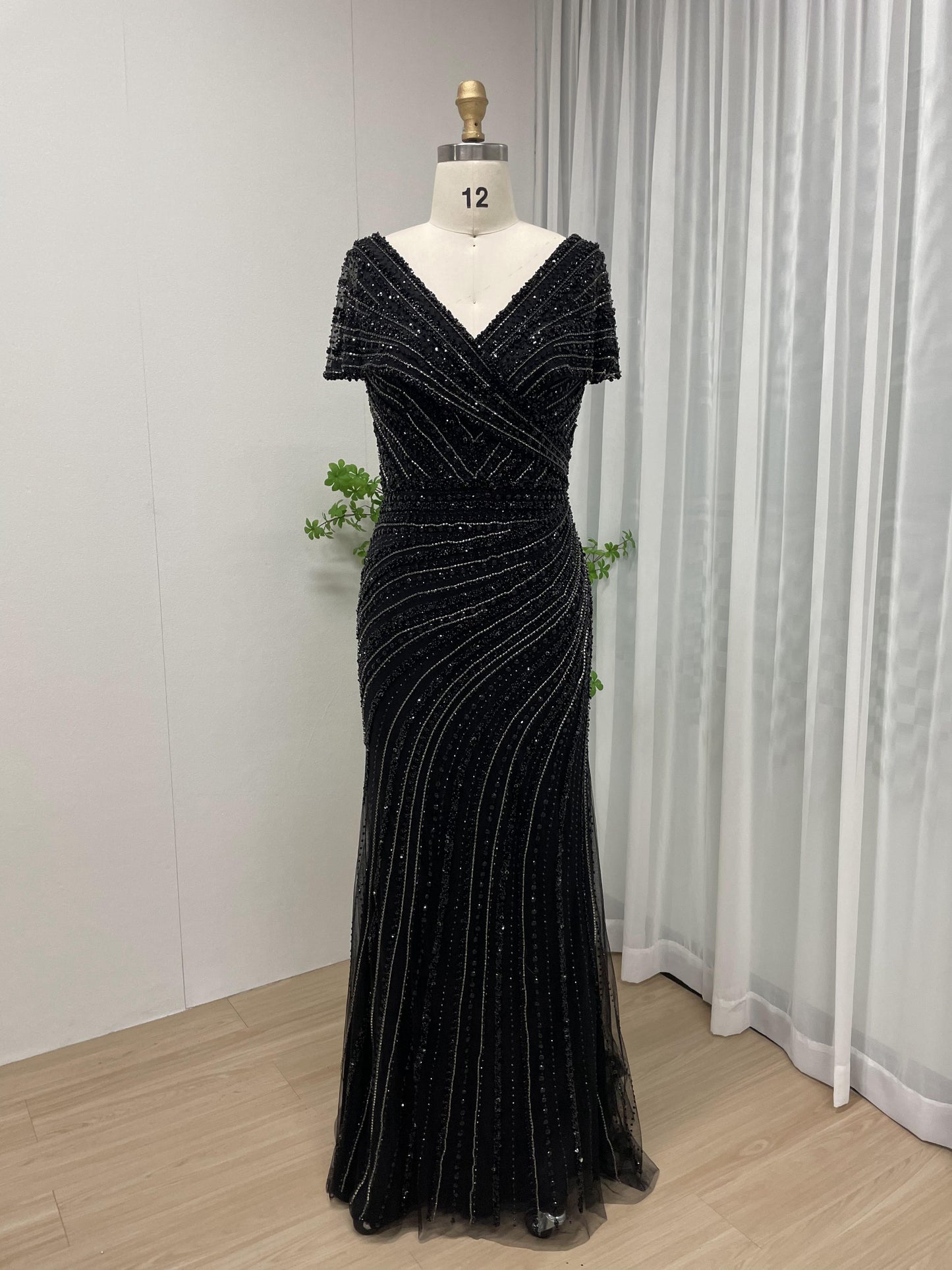 Stunning Cap Sleeve Handmade Beading Fitted Party Dress MB40028