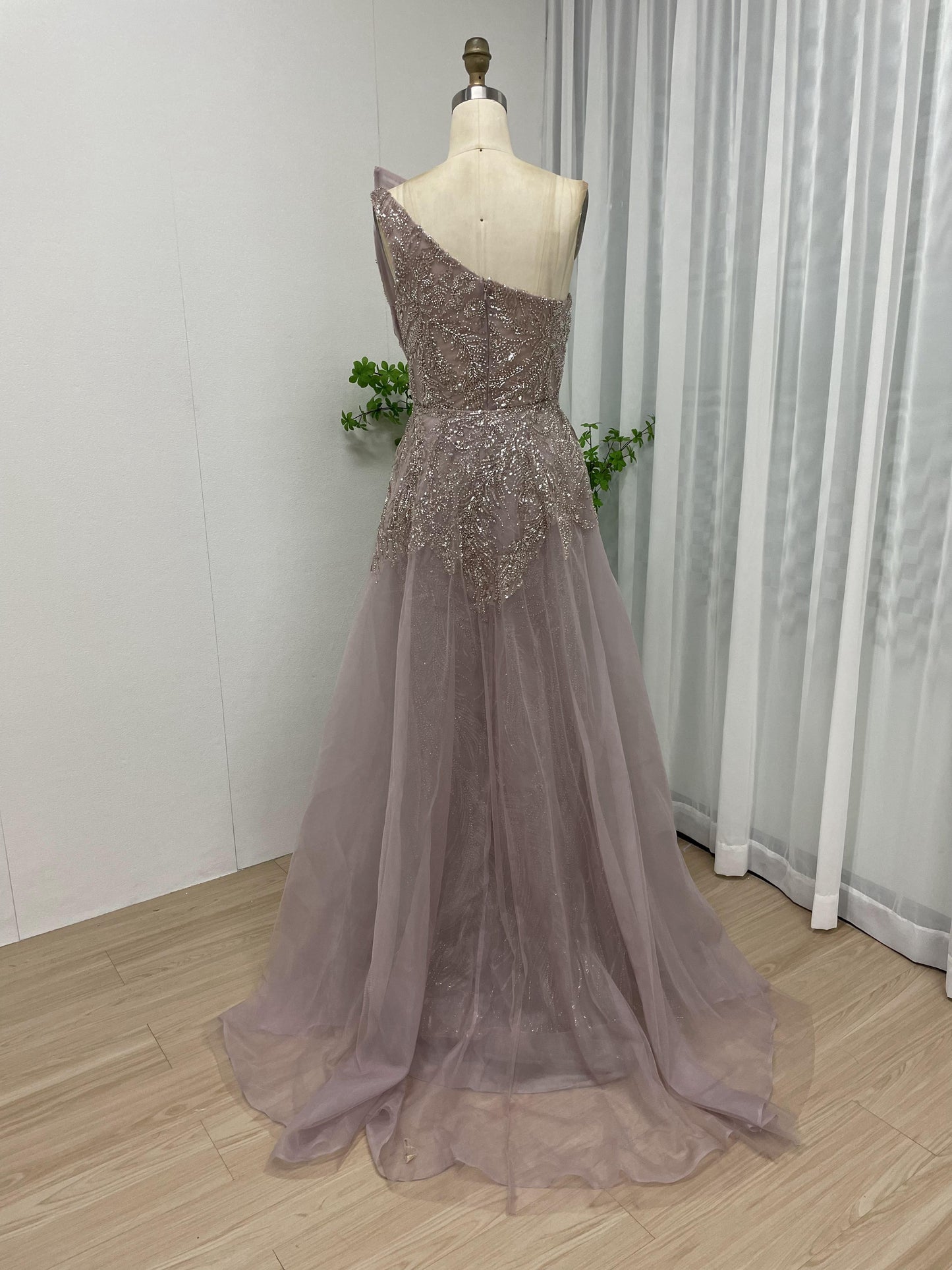 Stylish One Shoulder Lace Beading Evening Dress MB40037