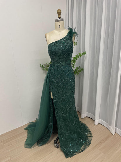 Sexy Backless One Shoulder High Split Prom Dress MB40038