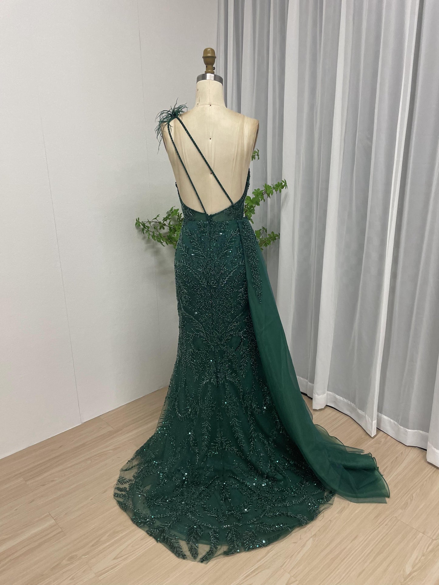 Sexy Backless One Shoulder High Split Prom Dress MB40038