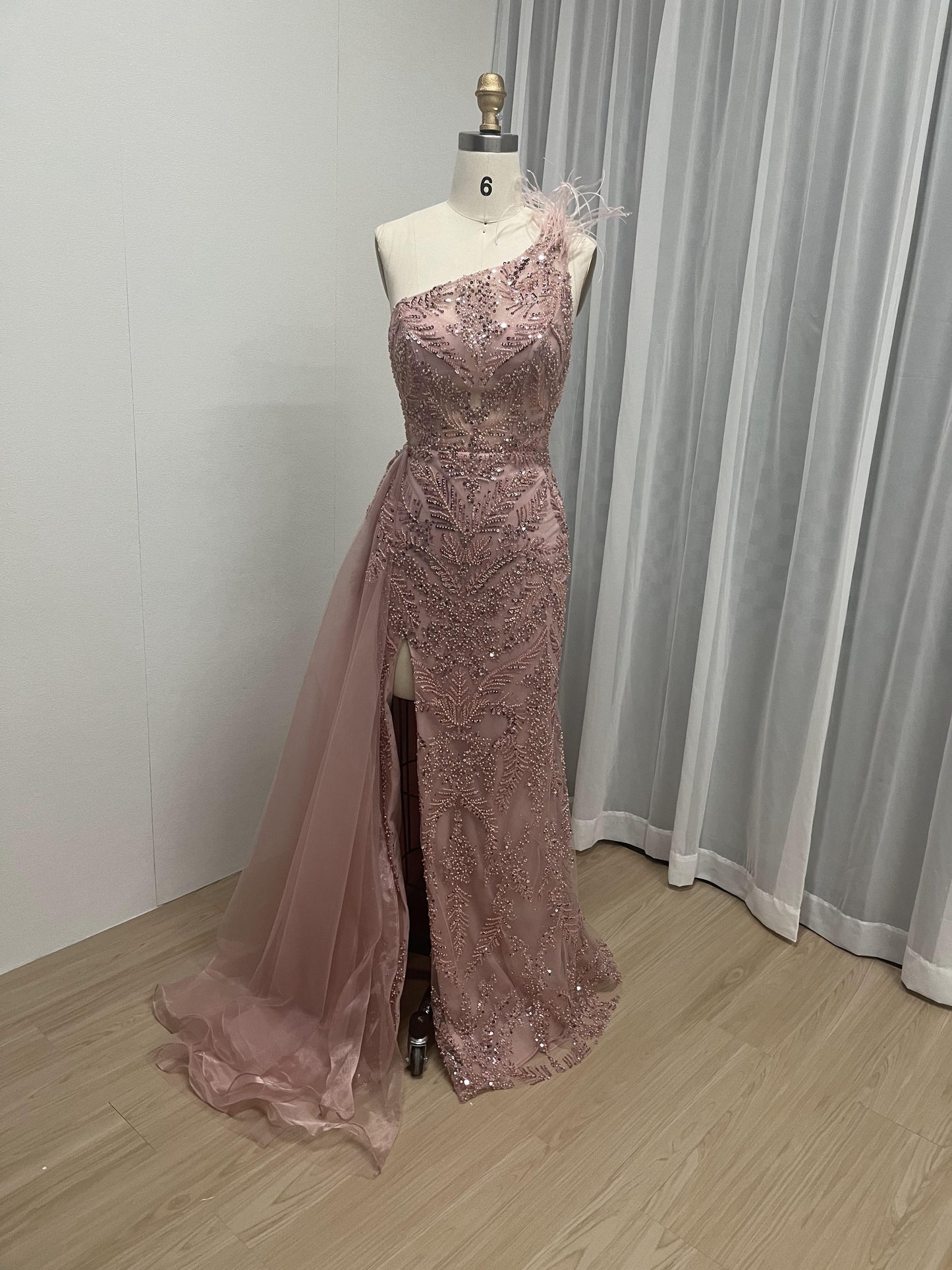 Sexy Backless One Shoulder High Split Prom Dress MB40038