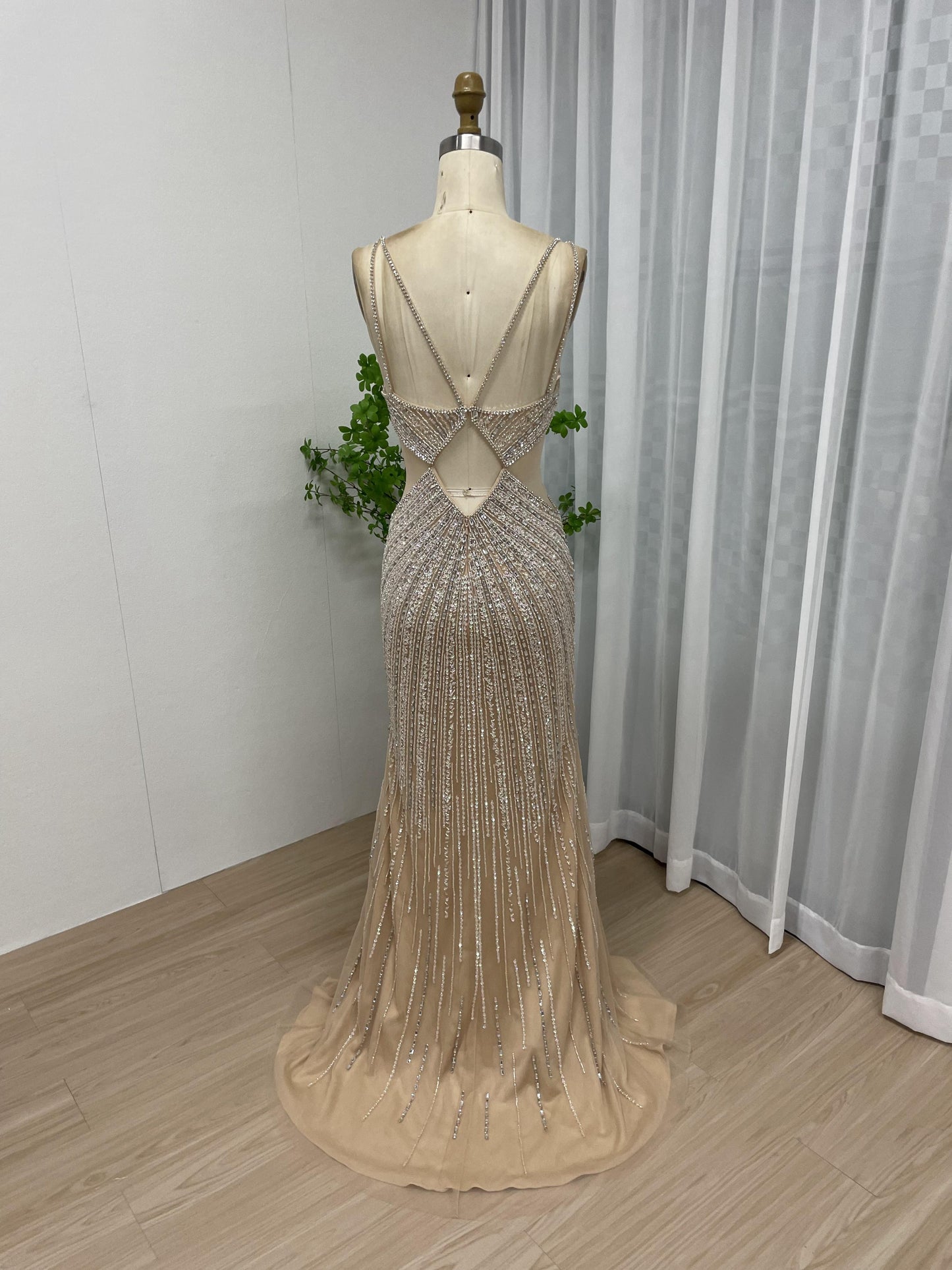 Sexy High Split Handmade Beading Evening Party Dress MB40040