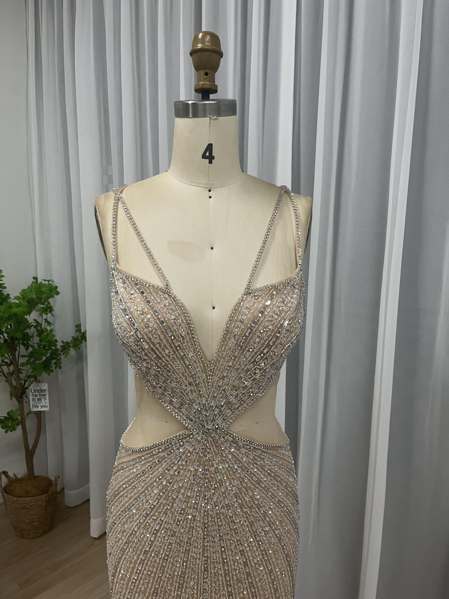 Sexy High Split Handmade Beading Evening Party Dress MB40040