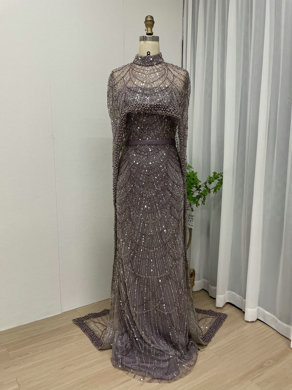 Strapless Couture Beading Cap Evening Dress MB40042-2