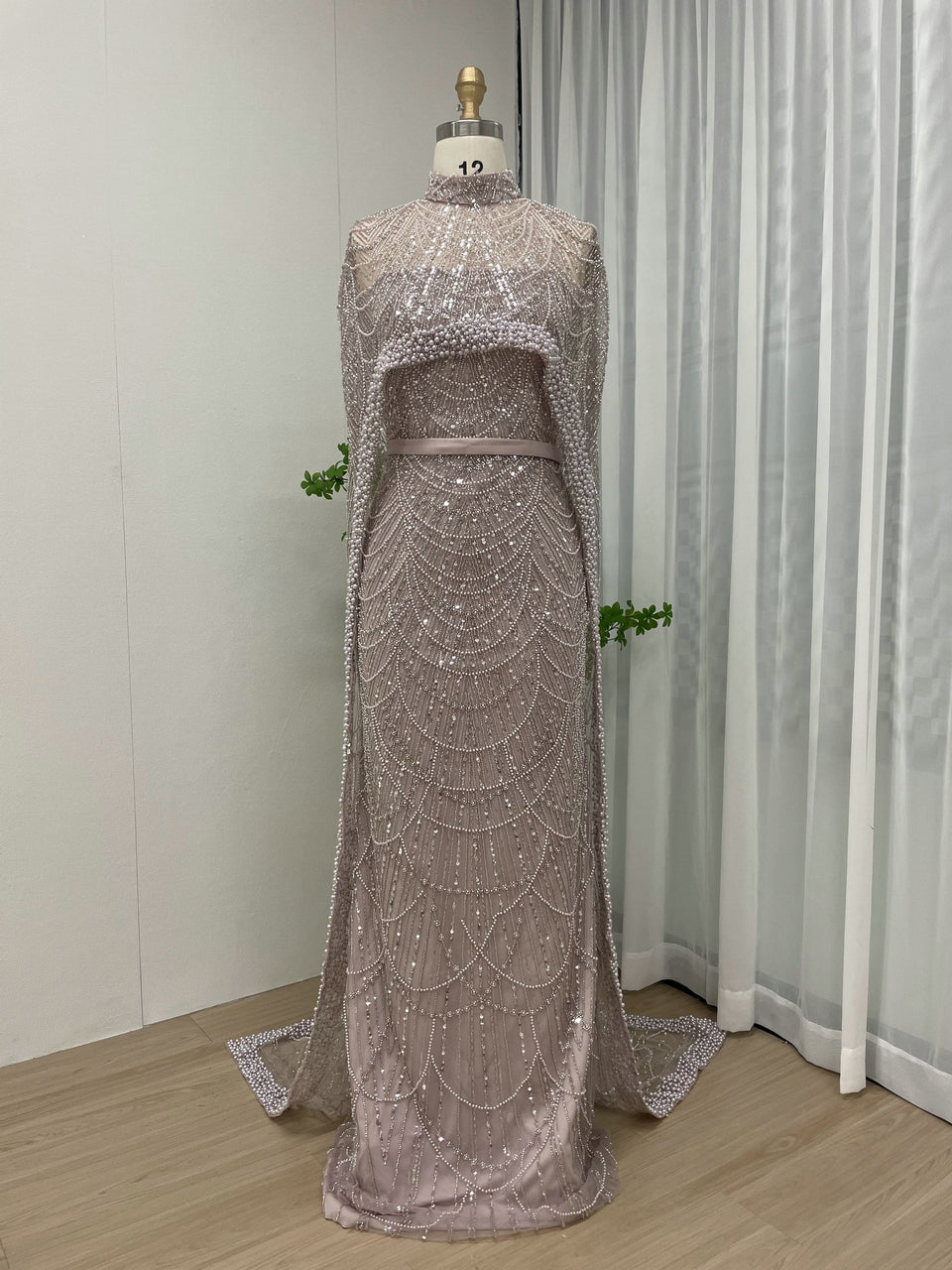 Strapless Couture Beading Cap Evening Dress MB40042-2