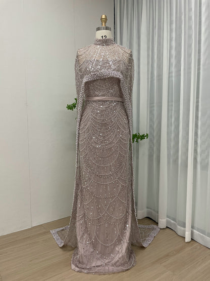 Strapless Couture Beading Cap Evening Dress MB40042-2