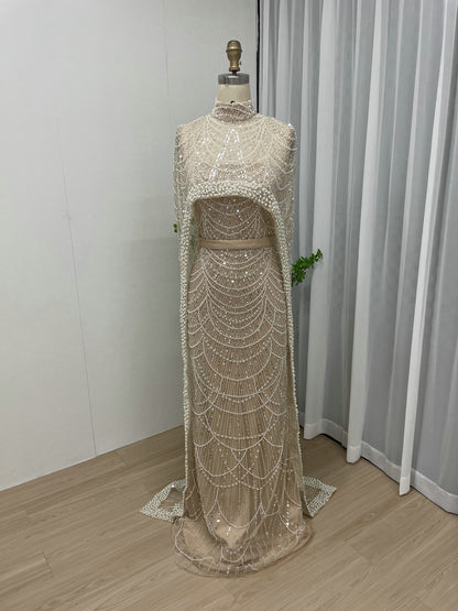 Strapless Couture Beading Cap Evening Dress MB40042-2