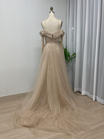 Off Shoulder Long Sleeve Evening Dress MB40047