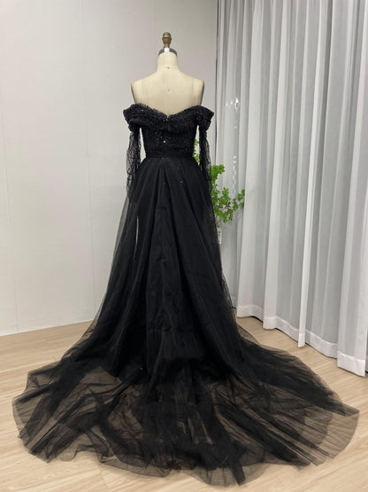 Off Shoulder Long Sleeve Evening Dress MB40047