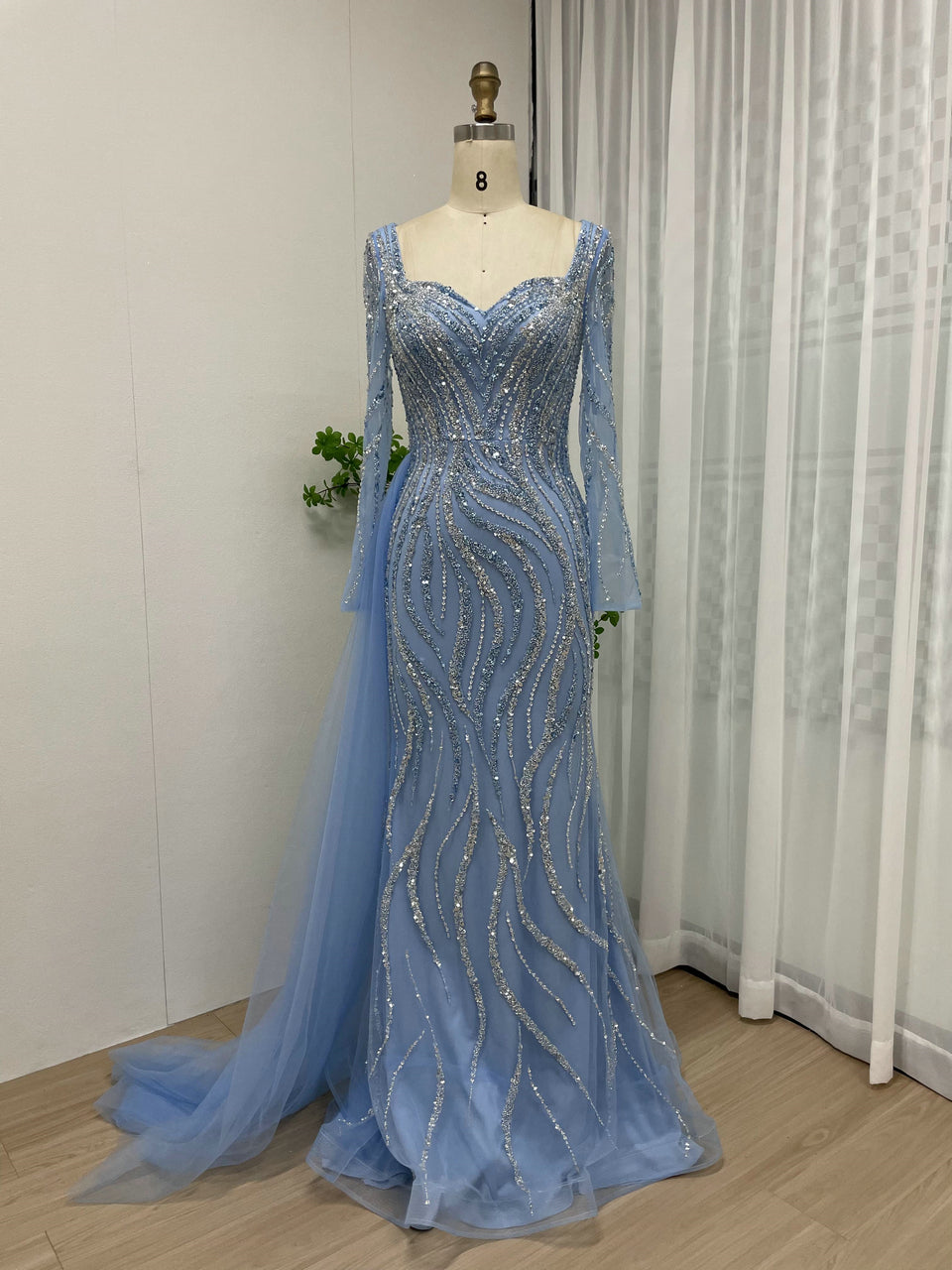 Sweetheart Beading Couture Long Sleeve Evening Dress MB40057