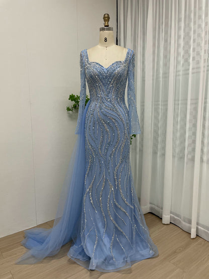 Sweetheart Beading Couture Long Sleeve Evening Dress MB40057