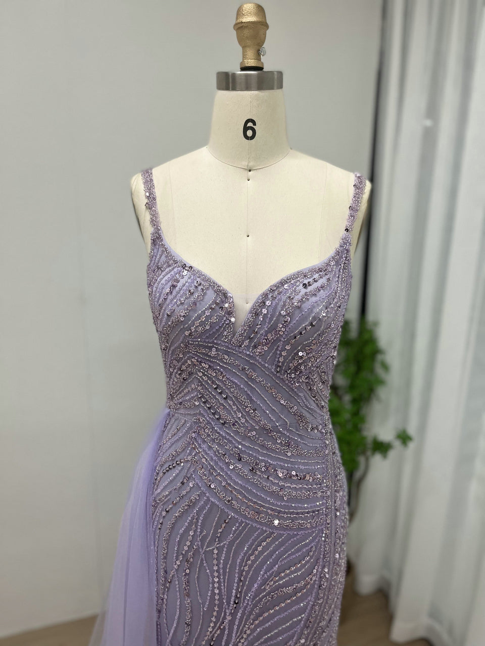 Spaghetti Strap Handmade Beading Evening Dress MB40058